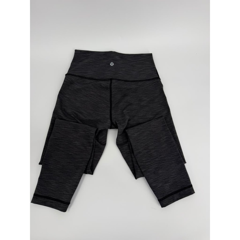 Lululemon Wunder Under Crop Leggings Modern Women Sz 6 Gray Space Dye Heathered